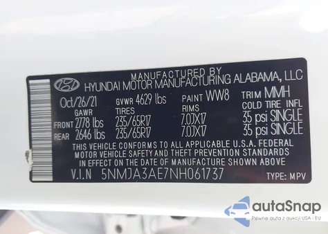 2022 Hyundai Tucson Se из США, поврежденный, VIN 5NMJA3AE7NH061737